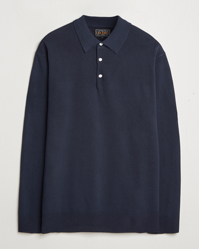 BEAMS PLUS Long Sleeve 12G Knit Polo Navy – Blue