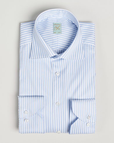 Stenströms 1899 Striped Cotton Twill Shirt Blue/White – Blue