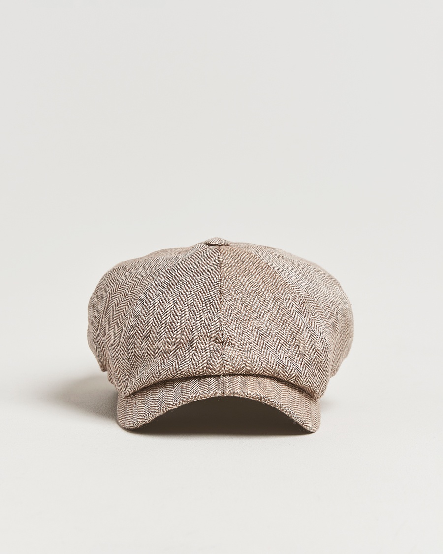 Wigéns Newsboy Classic Linen Herringbone Cap Brown – Brown