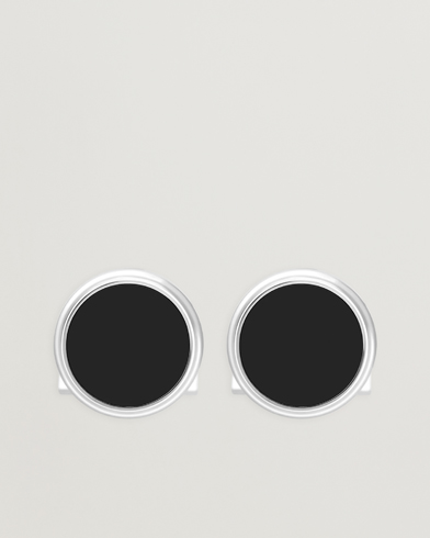 S.T. Dupont Cufflink Round Black/Pall Silver – Black