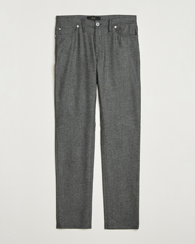 Brunello Cucinelli Slim Fit Pleated Flannel Trousers Grey Melange