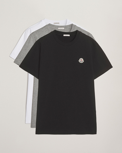 Moncler 3-Pack Logo T-Shirt Grey/White/Black – Black
