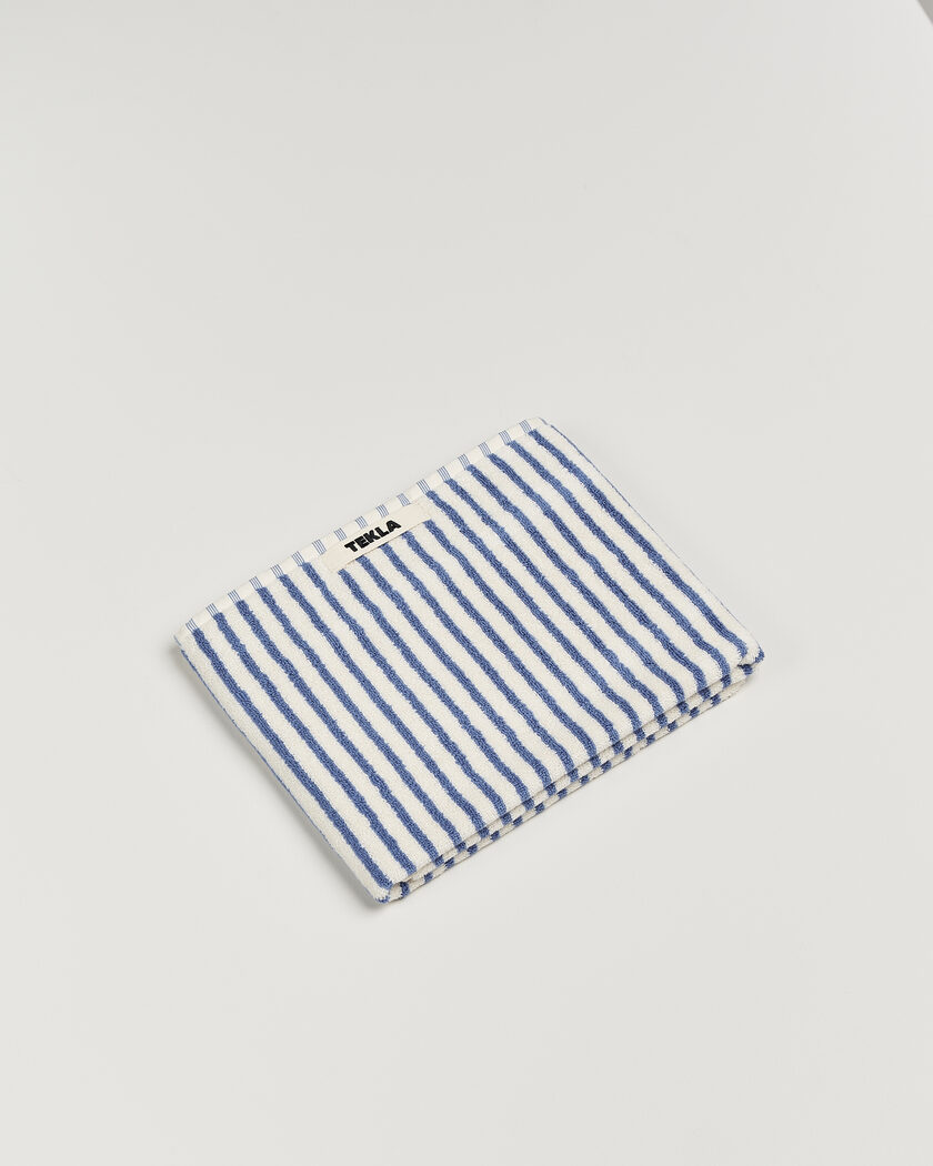 Tekla Organic Terry Hand Towel Coastal Blue Stripes – Blue