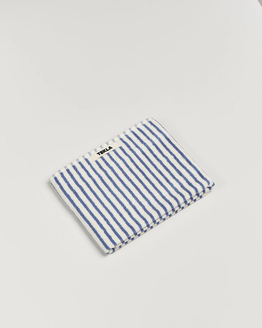 Tekla Organic Terry Hand Towel Coastal Blue Stripes – Blue