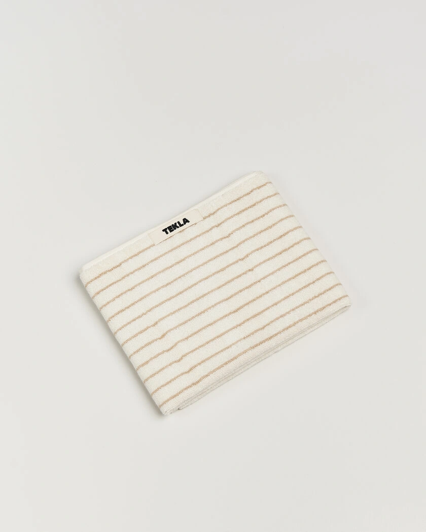Tekla Organic Terry Hand Towel Sienna Stripes – Beige
