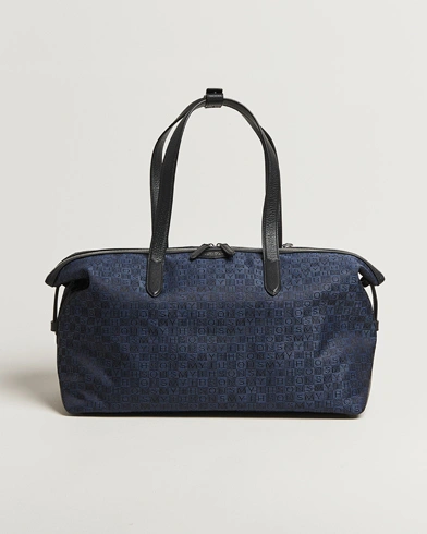 Smythson Canvas Stamp Small Travel Bag Navy – Blue