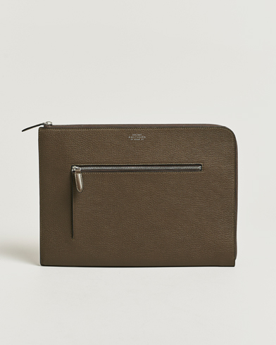 Smythson Ludlow Small Laptop Case With Dark Olive – Green