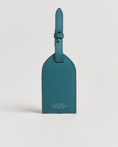 Smythson Panama Leather Luggage Tag Petrol – Green