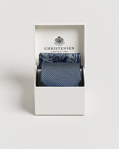 Amanda Christensen Box Set Silk 8 cm Tie And Pocket Square Sky Blue – Blue