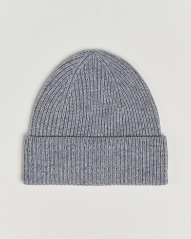 Amanda ChristensenRib Knitted Merino Wool CapLight Grey Melange – Grey