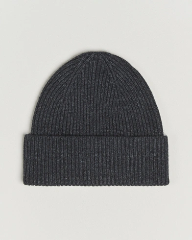 Amanda Christensen Rib Knitted Merino Wool Cap Anthracite Melange - Size: One size