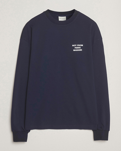 Drôle de Monsieur Slogan Long Sleeve T-Shirt Navy – Blue