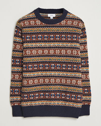 Eton Wool Knitted Fair Isle Sweater Multi – Blue