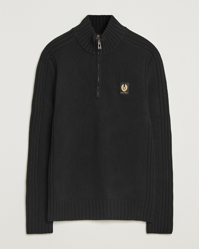 Belstaff Watch Wool Knitted Quarter Zip Black – Black