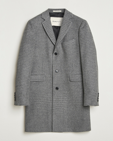 Gant Classic Wool Houndstooth Coat Black – Black