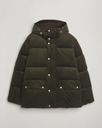 GANT Corduroy Down Hooded Puffer Jacket Green Lagoon – Green