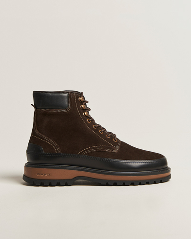 GANT Clafton Felt Lined Suede Boot Dark Brown – Brown