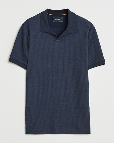 BOSS CAMEL Parson Structured Open Collar Polo Dark Blue – Blue