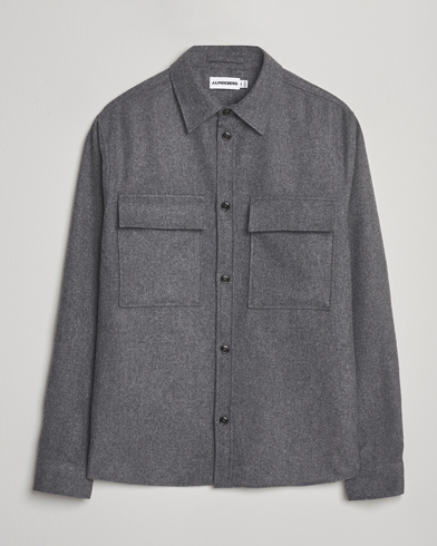 J.Lindeberg Flat Wool Regular Overshirt Grey Melange at