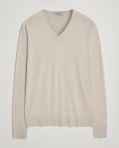 John Smedley Bobby Extra Fine Merino V-Neck Pullover Silver Grey