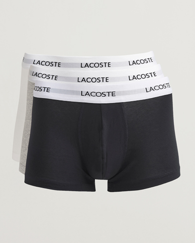 Lacoste 3-Pack Stretch Cotton Trunks Black/White/Grey – Black