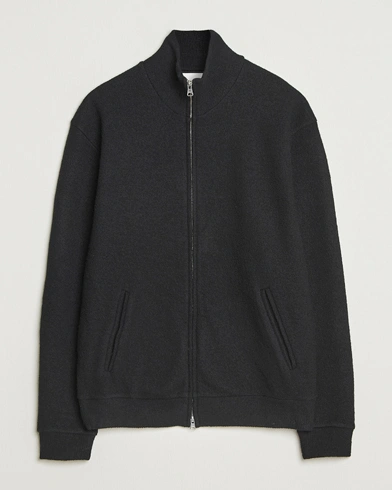 NN07 Boiled Wool Full Zip Black – Black