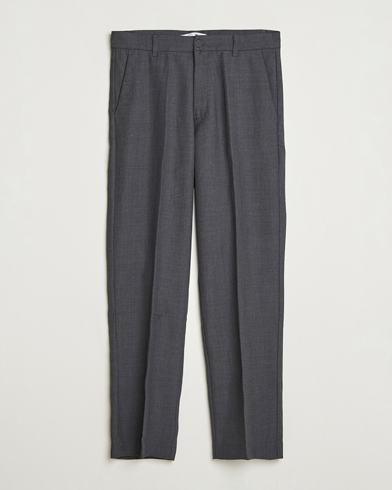 Samsøe Samsøe Noah Pleated Trousers Dark Grey Melange – Grey
