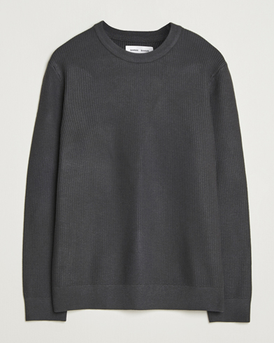 Samsøe Samsøe Dem Structured Knitted Crew Neck Black Oyster – Grey