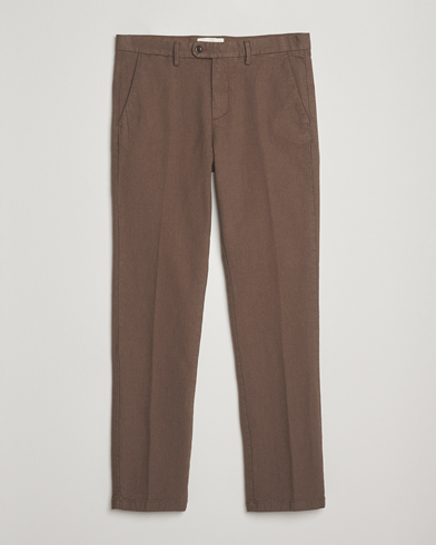GANT Slim Fit Cotton Herringbone Trousers Rich Brown – Brown