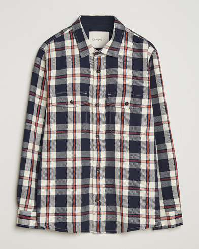 Gant Heavy Twill Checked Overshirt Evening Blue – Blue