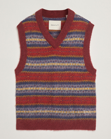 Gant Brushed Fair Isle Vest Plumped Red – Red