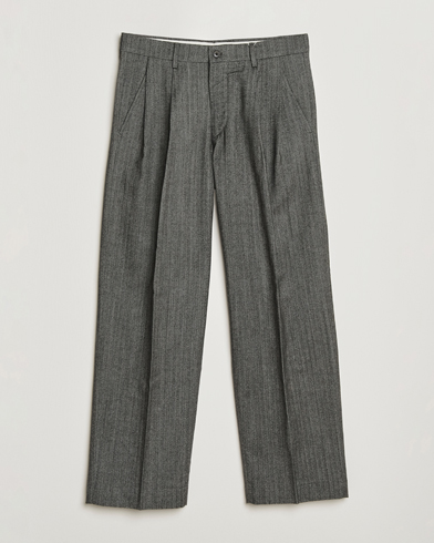 NN07 Justin Double Pleated Herringbone Trousers Grey - Size: W33L32