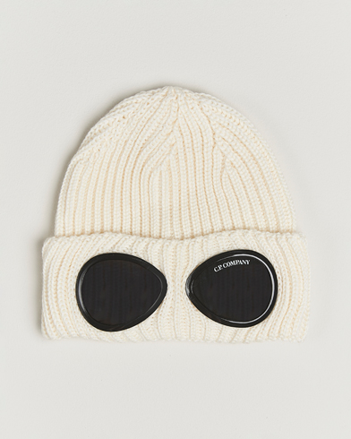 C.P. Company Knitted Merino Goggle Beanie White - Size: One size