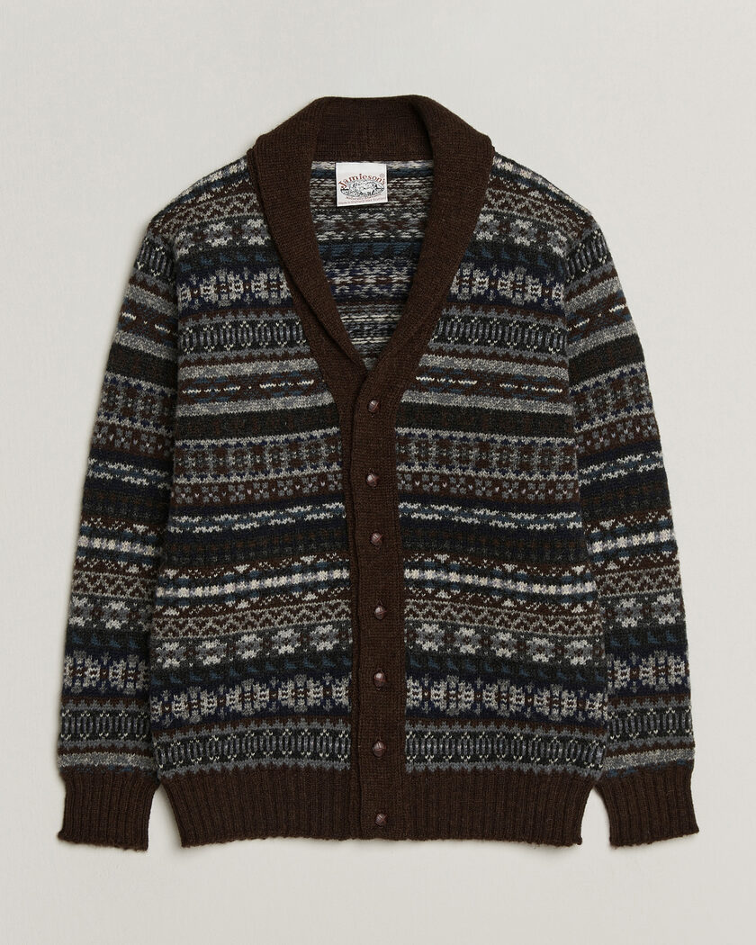 John Smedley Shadow Tipped Sea Island Cotton Cardigan Almond at