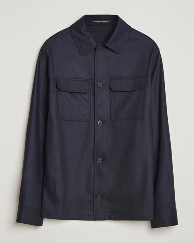 Stone Island Old Effect Garment Washed Zip Overshirt Navy Blue at