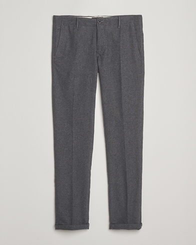 Brunello Cucinelli Slim Fit Pleated Flannel Trousers Grey Melange