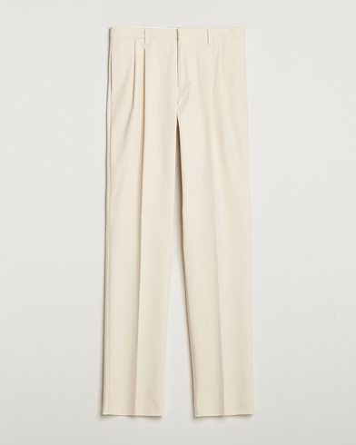 Lardini Double Pleated Cotton Stretch Trousers Off White – White