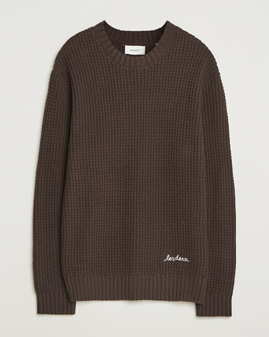 LES DEUX Alvin Cotton Waffle Crewneck Delicioso – Brown