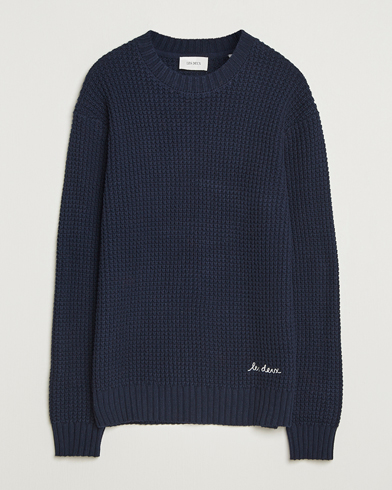 Les Deux Alvin Cotton Waffle Crewneck Dark Navy - Size: S