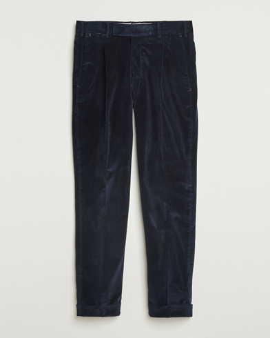 PT01 Rebel Fit Pleated Corduroy Trousers Navy – Blue