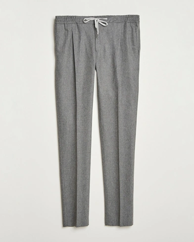 PT01 Slim Fit Wool/Cashmere Drawstring Trousers Grey Melange – Grey