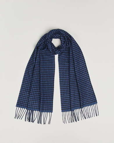 Piacenza Cashmere Cashmere/Silk Houndstooth Scarf Dark Blue – Blue