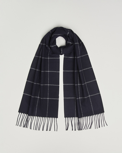 Piacenza Cashmere Cashmere/Silk Window Pane Scarf Navy – Blue