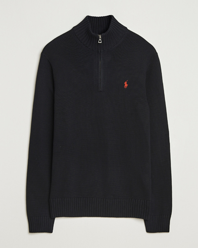Polo Ralph Lauren Textured Half Zip Polo Black at CareOfCarl.com