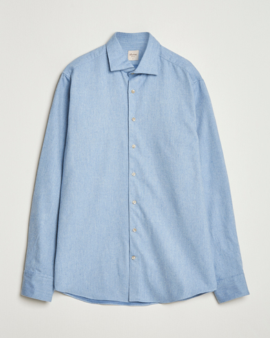 Thom Browne 4-Bar Flannel Shirt Light Blue at CareOfCarl.com