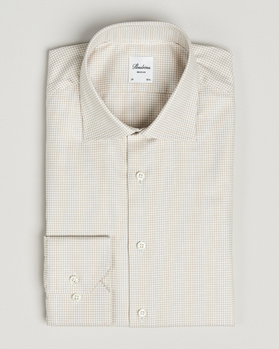 Stenströms Regular Fit Houndstooth Cut Away Shirt Beige – Beige