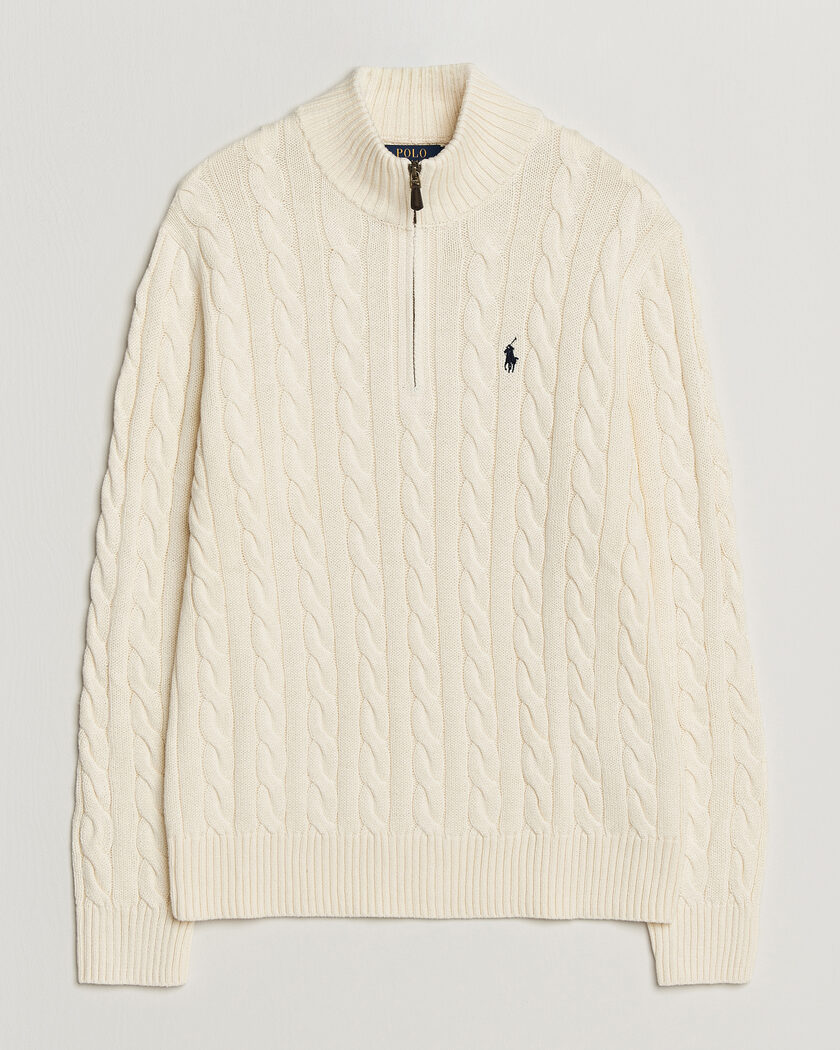 Polo Ralph Lauren Cotton Cable Half Zip Andover Cream – White