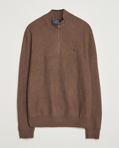 Polo Ralph Lauren Textured Half Zip Nutmeg Brown – Brown