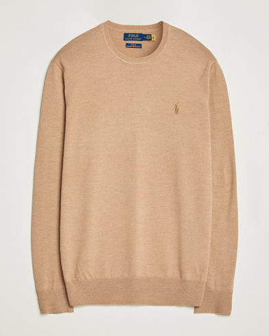 Polo Ralph Lauren Merino Crew Neck Pullover Camel Melange - Size: S / Mens clothing