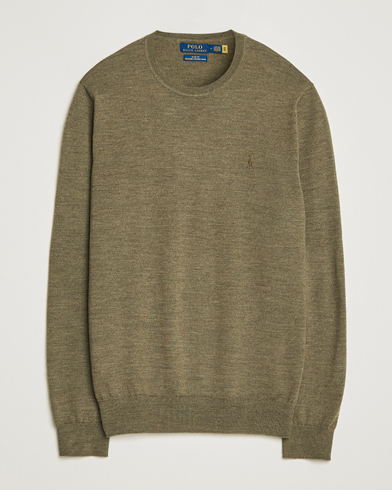 Polo Ralph Lauren Merino Crew Neck Pullover Cargo Olive Heather - Size: M / Mens clothing